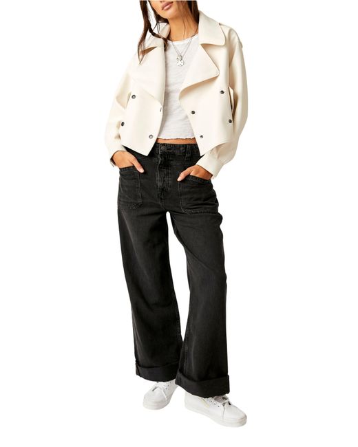 Free People White Alexis Faux Leather Jacket