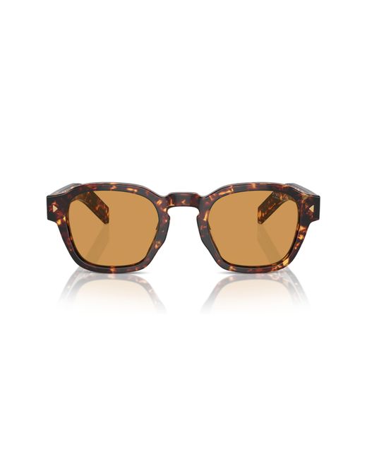 Prada Brown 49mm Round Phantos Sunglasses for men