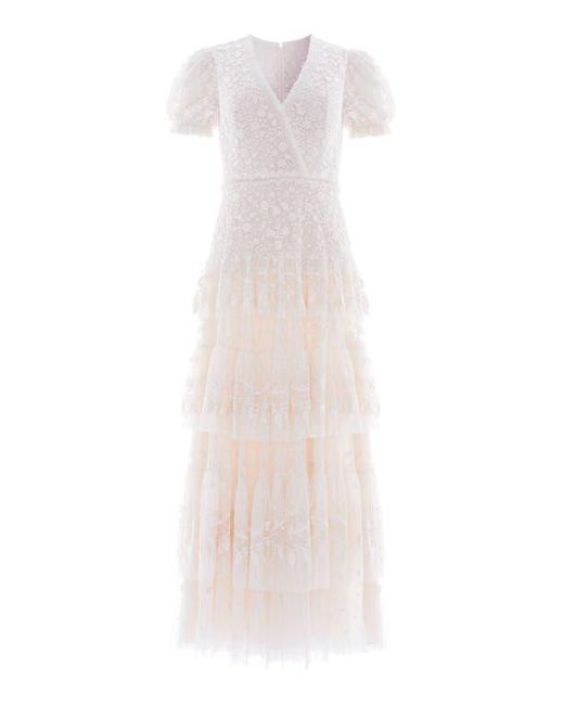 Needle & Thread Pink Layered Lace Ankle Gown