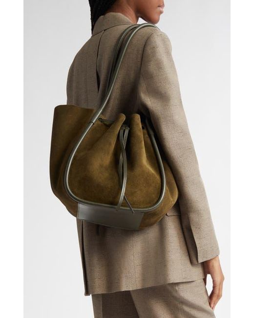 Proenza Schouler Green Large Ruched Suede Tote