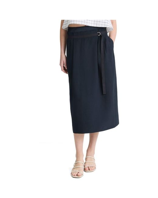 Vince Blue Belted Midi Skirt