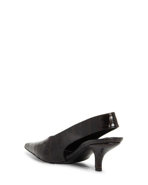 Totême Black Croc Embossed Pointed Toe Slingback Pump