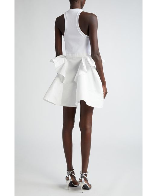 Alexander McQueen White Ruffle Skirt Mixed Media Minidress