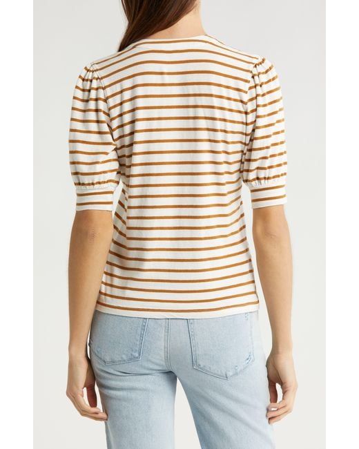 Rails White Jewel Stripe Short Sleeve Henley T-shirt