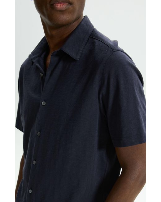 Theory Blue Noran Short Sleeve Knit Button-up Shirt for men
