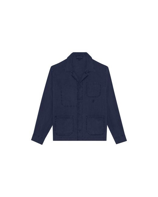 Vilebrequin Blue Linen Solid Overshirt for men