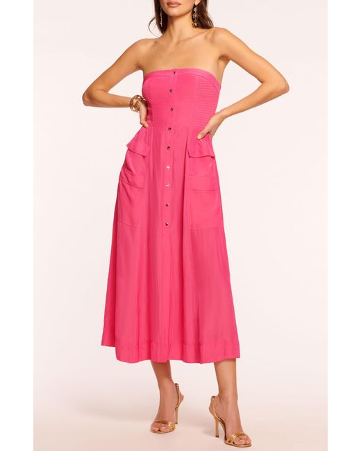 Ramy Brook Pink Blair Strapless Midi Dress