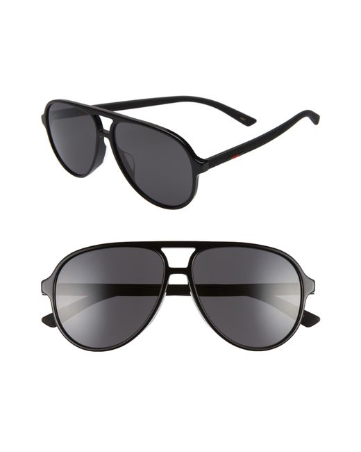 Gucci 60mm Aviator Sunglasses in Black for Men - Lyst
