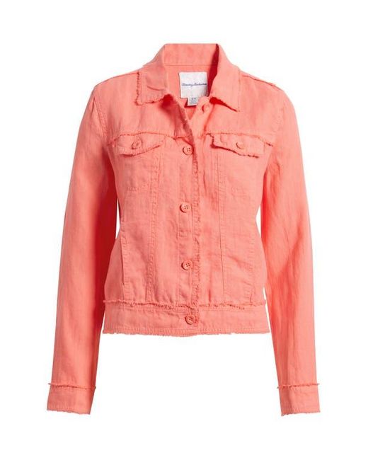 Tommy Bahama Pink Two Palms Linen Raw Edge Jacket