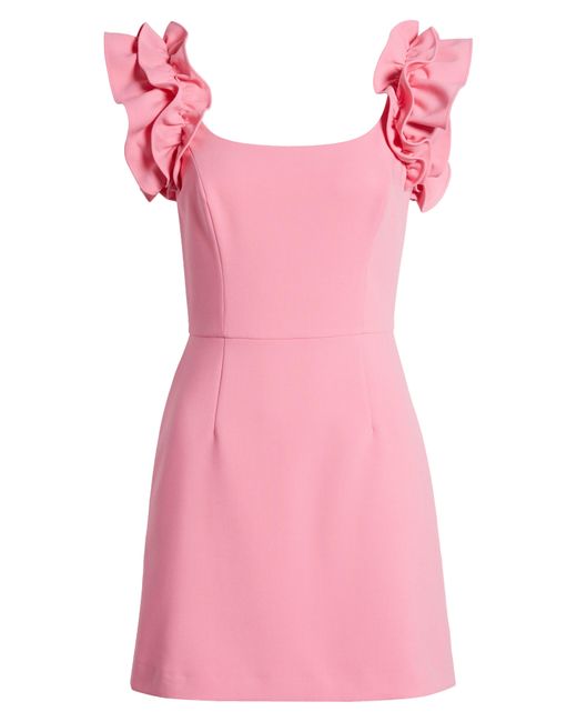 French Connection Pink Whisper Ruffle Sleeve Minidress