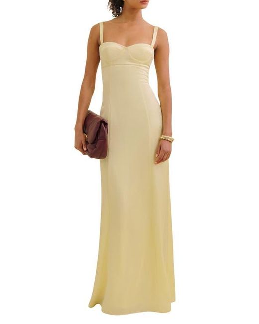 Reformation X Devon Lee Carlson Britney Satin Dress in Yellow | Lyst