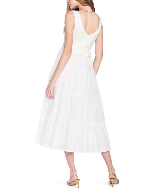En Saison Mixed Media Tiered Midi Dress in White Lyst