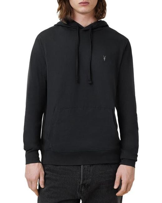 AllSaints Black Brace Brushed Cotton Hoodie for men