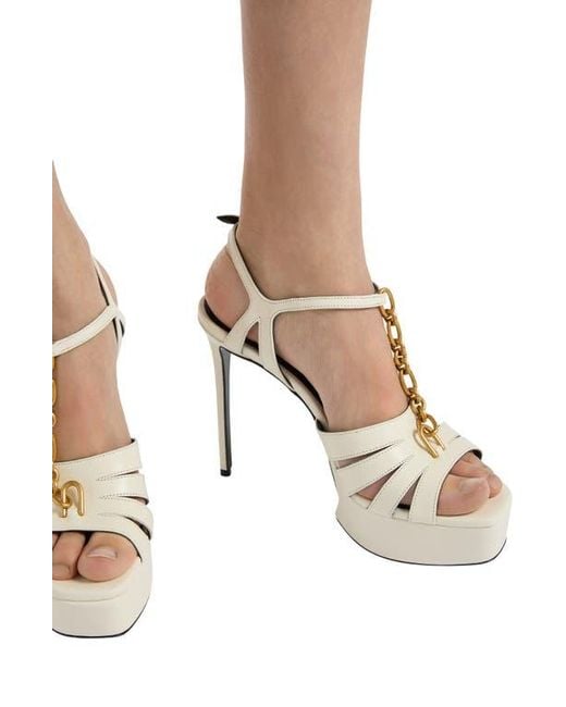 Balmain White Sync Platform Sandals
