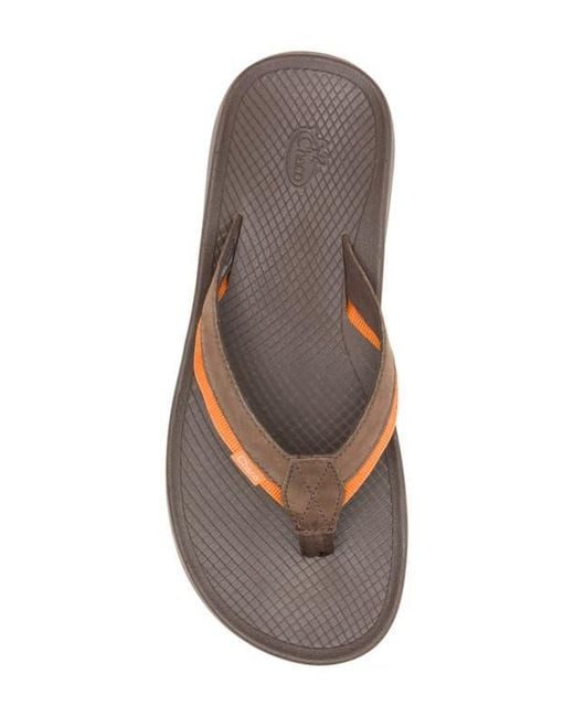 Chaco Brown Lowdown Leather Flip Flop for men