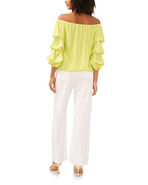 Vince Camuto Yellow Off The Shoulder Stripe Blouse