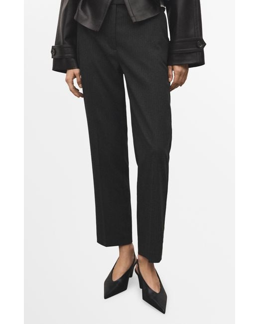 Mango Black Pinstripe Ankle Pants