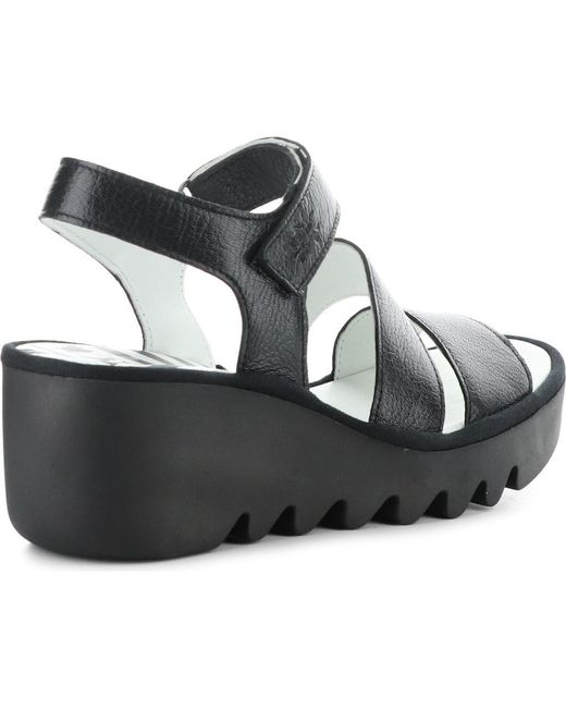 Fly London Black Bexy Platform Wedge Sandal