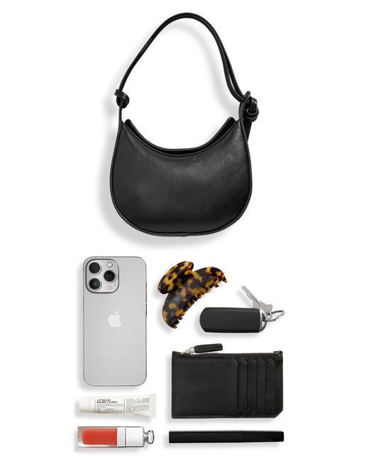 Reformation Black Mini Rosetta Leather Shoulder Bag