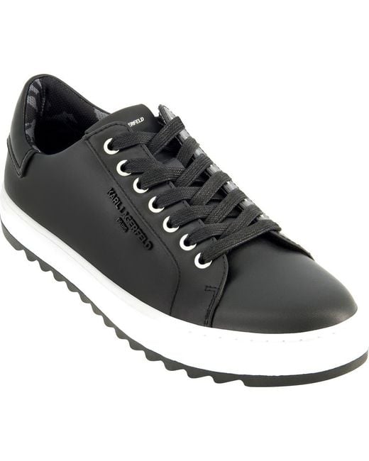 Karl Lagerfeld Black Leather Low Top Sneaker for men