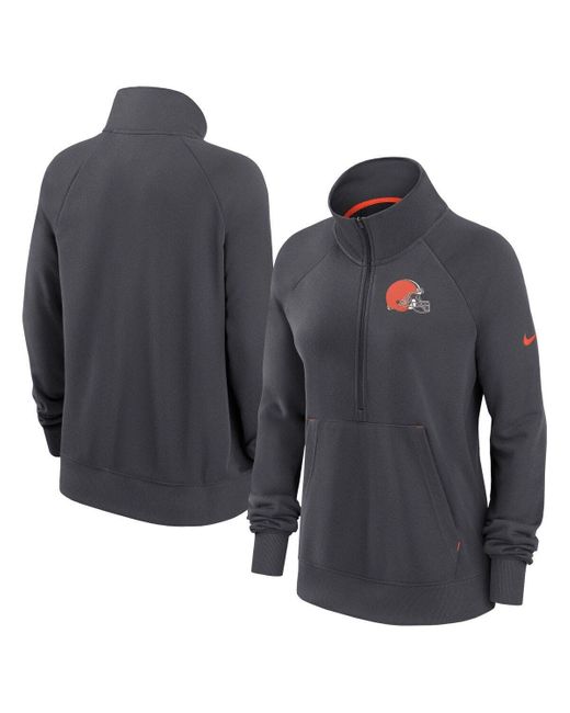 Nike Gray Cleveland Browns Premium Raglan Performance Half-zip Sweatshirt At Nordstrom