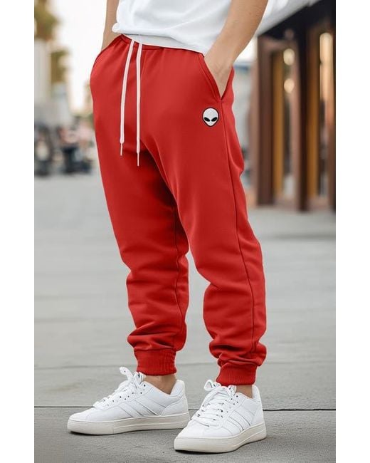 Alix Red Alien Midweight Fleece Jogger Pant for men
