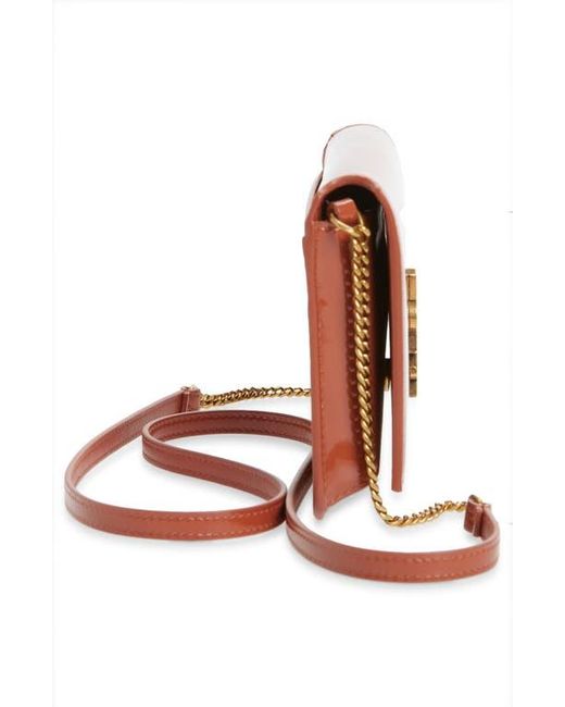 Saint Laurent White Cassandre Patent Leather Phone Crossbody Bag