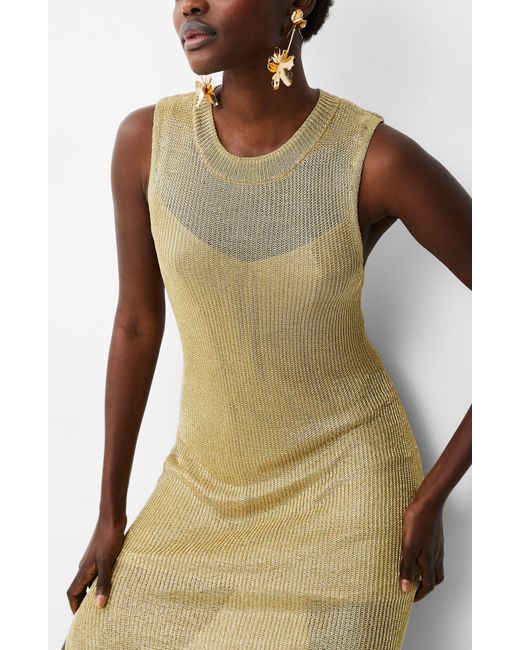 French Connection Natural Jada Metallic Open Stitch Sweater Dress