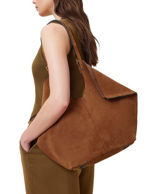 AllSaints Brown Ara East West Suede Tote