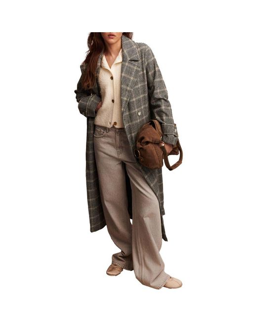 Next Brown Windowpane Plaid Coat