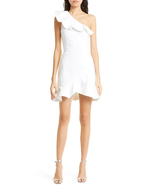 Cinq À Sept Laury One-shoulder Cotton Blend Dress in White | Lyst