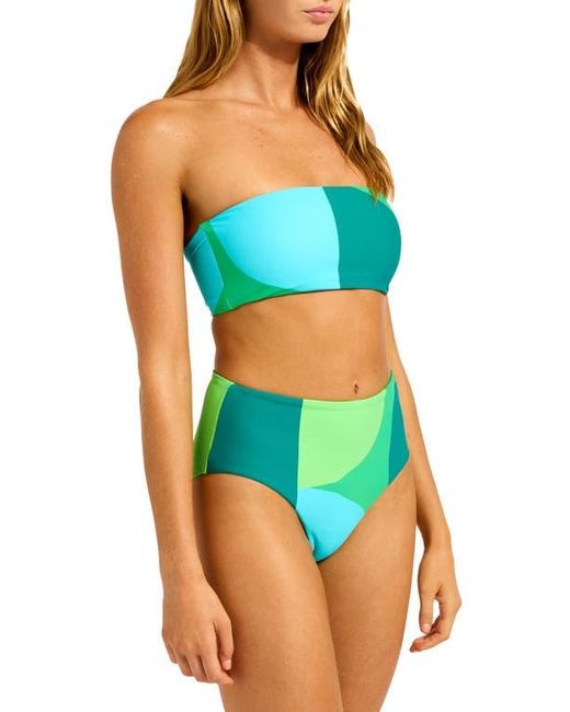 Seafolly Blue Reversible Strapless Tube Bikini Top