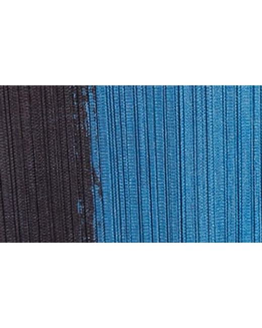 Pleats Please Issey Miyake Blue Jump Print Pleated Dress