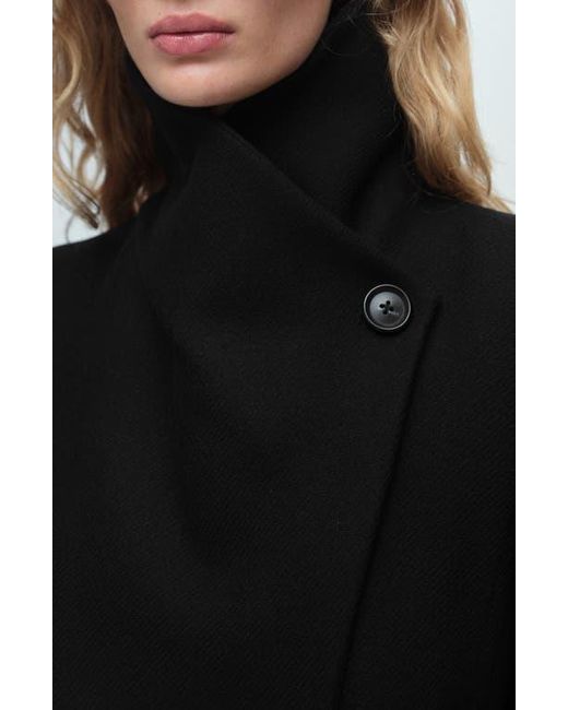 Mango Black Wool Blend Coat