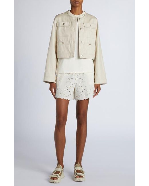 Moncler Natural Chatel Button Sleeve Crop Jacket