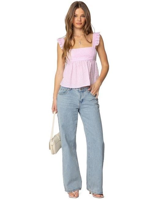 Edikted Purple Jenson Backless Gingham Tank