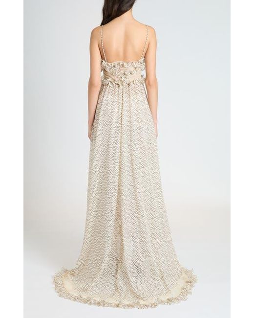 Valentino Garavani Natural Polka Dot Ruffle Silk Georgette Gown