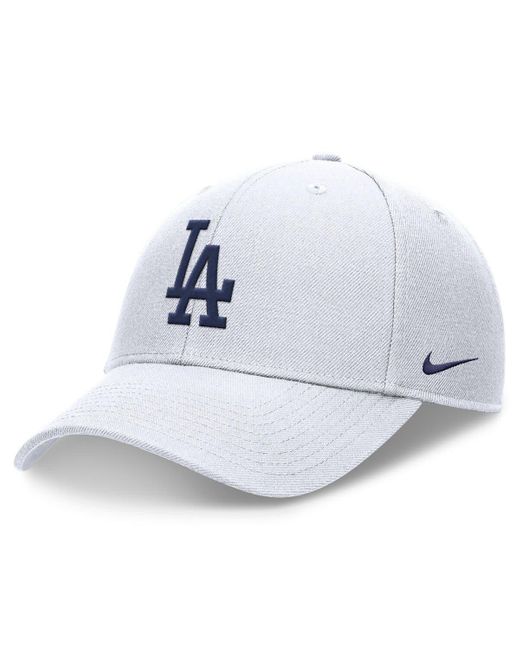 Nike White Los Angeles Dodgers Evergreen Club Dri-fit Mlb Adjustable Hat for men
