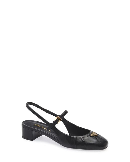 Prada Black Ruched Mary Jane Slingback Pump