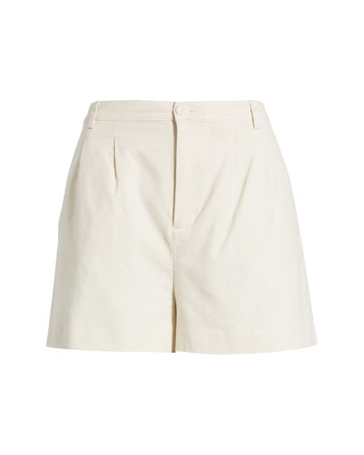 Open Edit White High Waist Linen Blend Shorts
