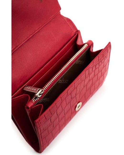 Velez Red Embossed Leather Wallet