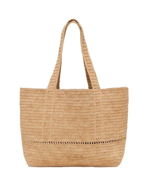 Maje Natural Crocheted Raffia Tote Bag