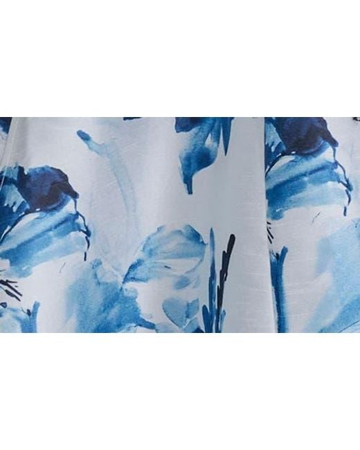 Donna Karan Blue Floral Wrap Cocktail Dress