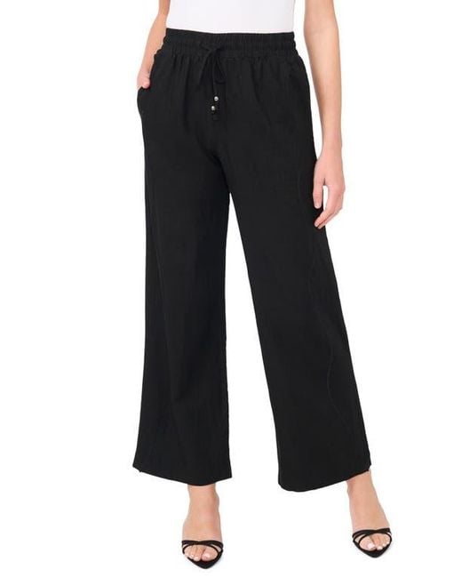 Cece Black Drawstring Linen Blend Pants