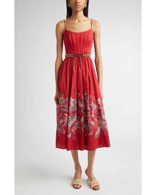 Zimmermann Rhiannon Paisley Print Corset Dress in Red | Lyst