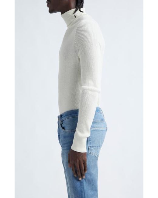 Tom Ford White Wool, Silk & Cashmere Rib Turtleneck Sweater for men
