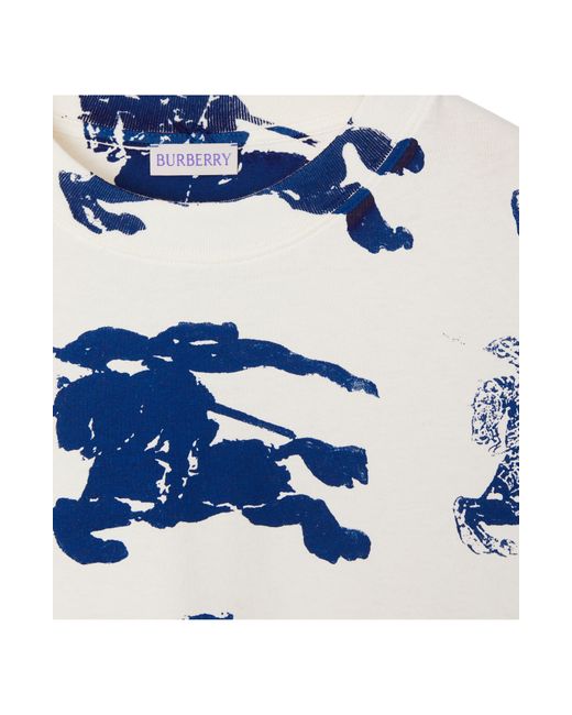 Burberry White Equestrian Knight Design Cotton Graphic T-shirt for men