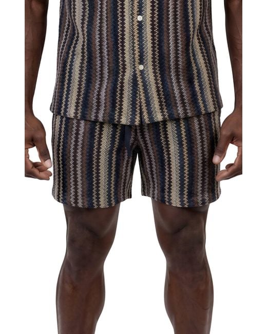 Maceoo Brown Knit Drawstring Shorts for men