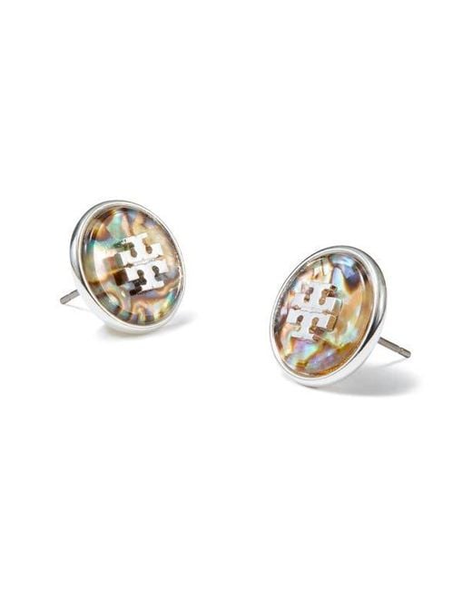 Tory Burch Multicolor Abalone Stud Earrings