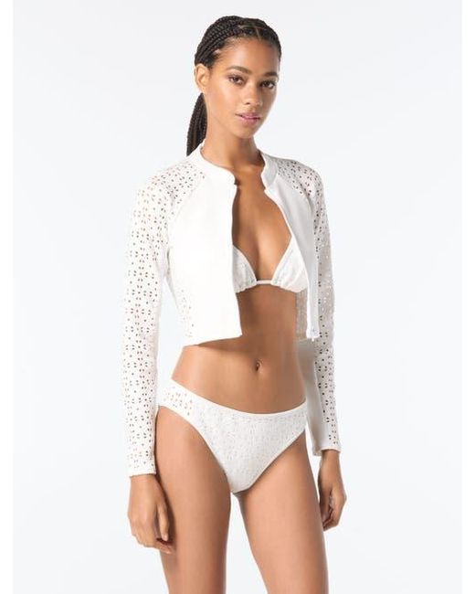 MICHAEL Michael Kors White Cropped Rash Guard